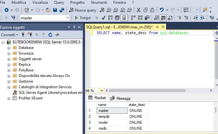 come conoscere gli stati e problemi dstati e problemi di SQL SERVER