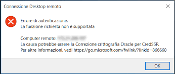 Errore di crittografia CredSSP