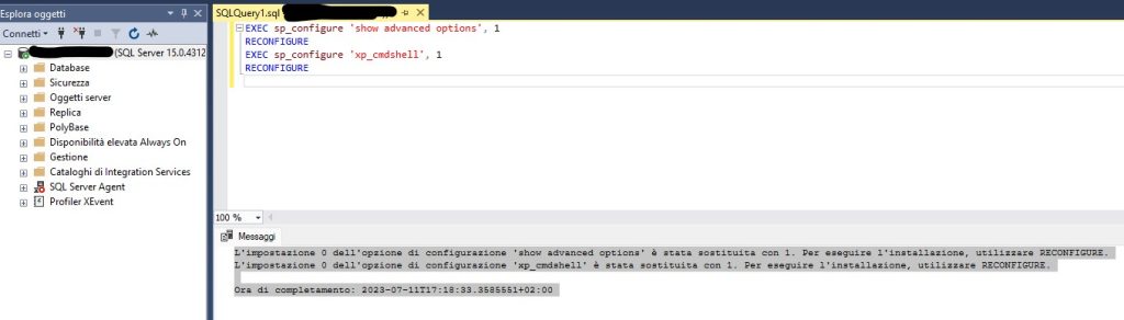 mappare unità di rete su SQL Server con comando xp_cmdshell